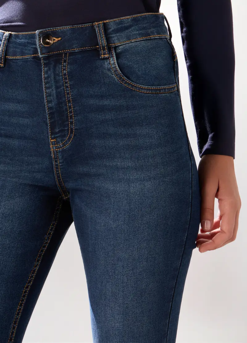 Upim, Pantaloni In Denim Stretch Misto Cotone Donna, Blu scuro, Taglia: 42 miniatura 2