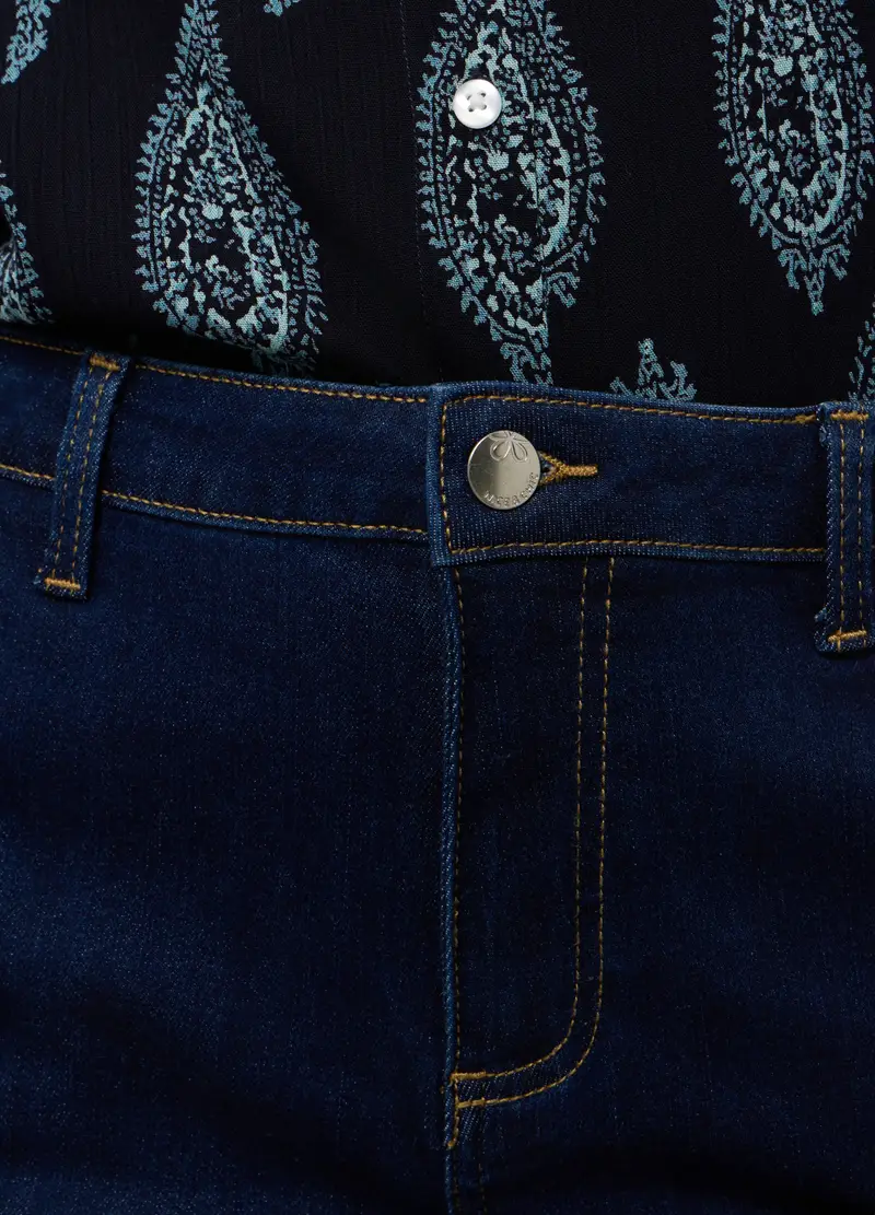 Pantaloni In Denim Wide Leg Donna, Blu scuro miniatura 3