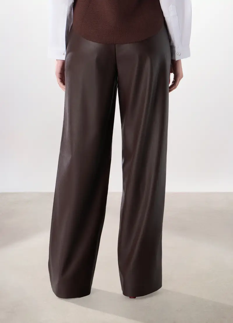 Pantaloni In Eco Pelle Donna, Marrone scuro miniatura 2