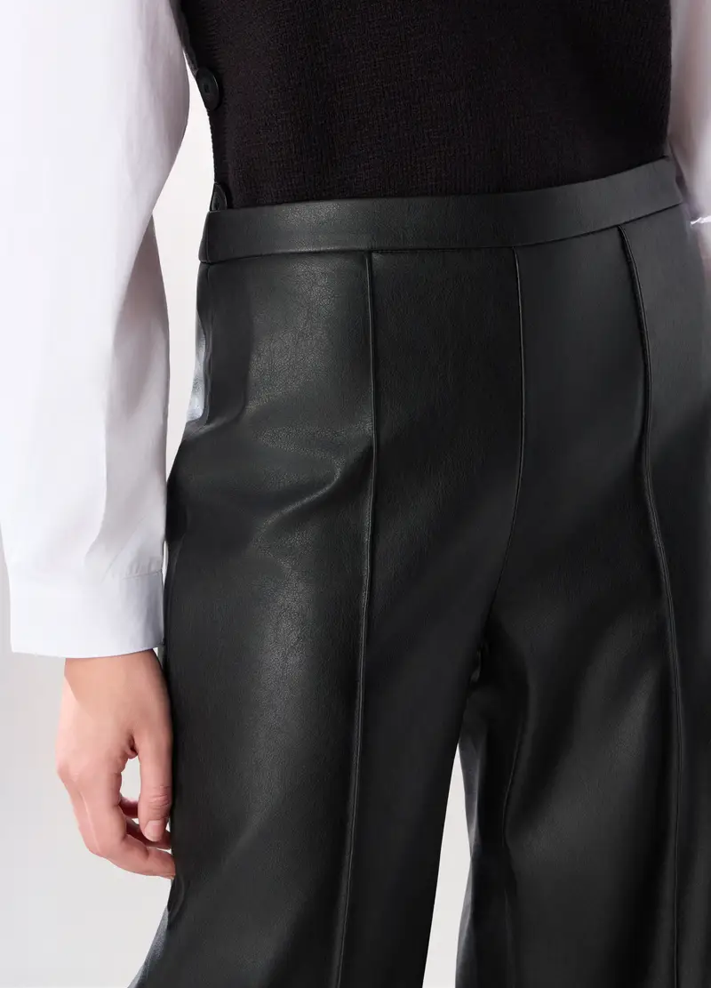 Pantaloni In Eco Pelle Donna, Nero miniatura 3