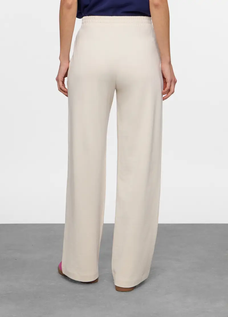 Pantaloni In French Terry Di Puro Cotone Donna, Beige chiaro miniatura 2