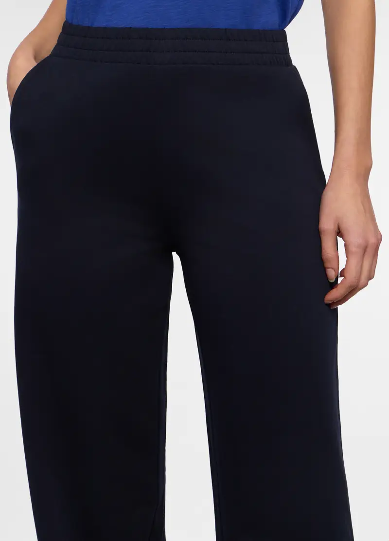 Pantaloni In French Terry Di Puro Cotone Donna, Blu scuro miniatura 3