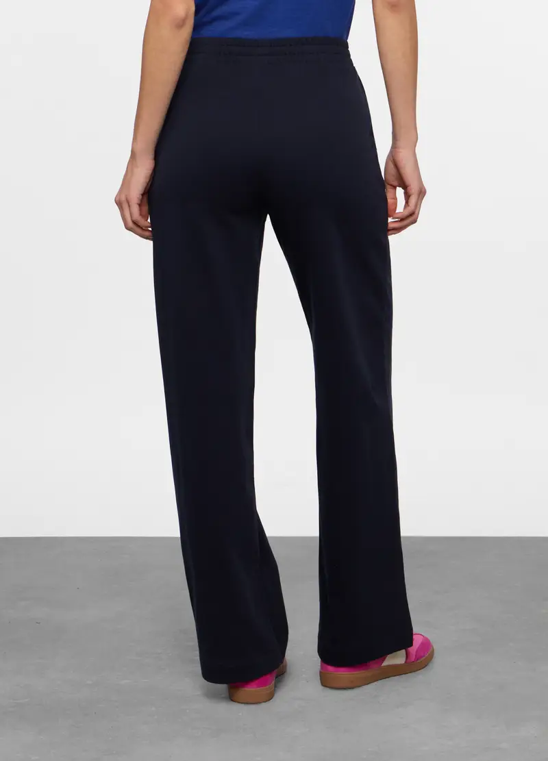 Pantaloni In French Terry Di Puro Cotone Donna, Blu scuro miniatura 2