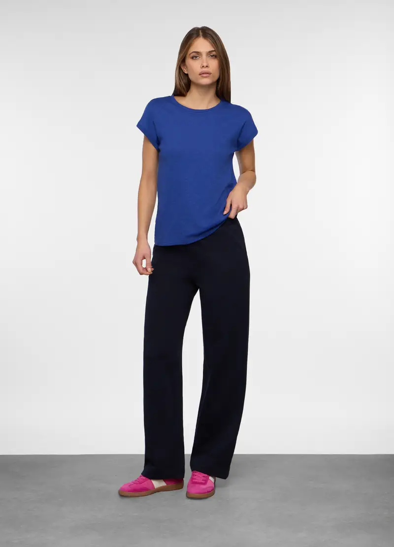 Pantaloni In French Terry Di Puro Cotone Donna, Blu scuro