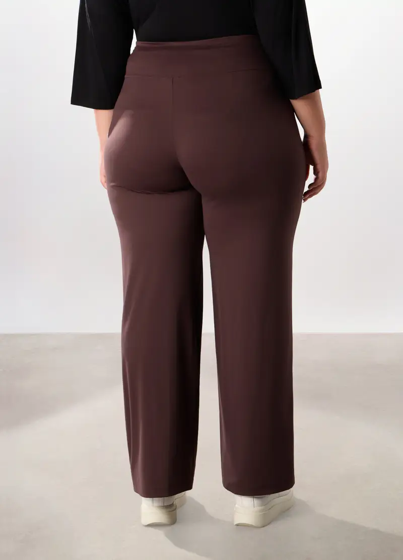 Pantaloni In Interlock Stretch Donna Curvy, Marrone cioccolato miniatura 2