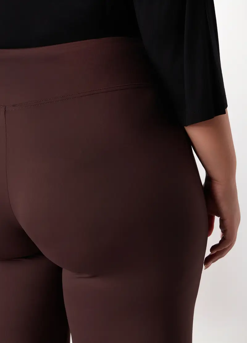 Pantaloni In Interlock Stretch Donna Curvy, Marrone cioccolato miniatura 3