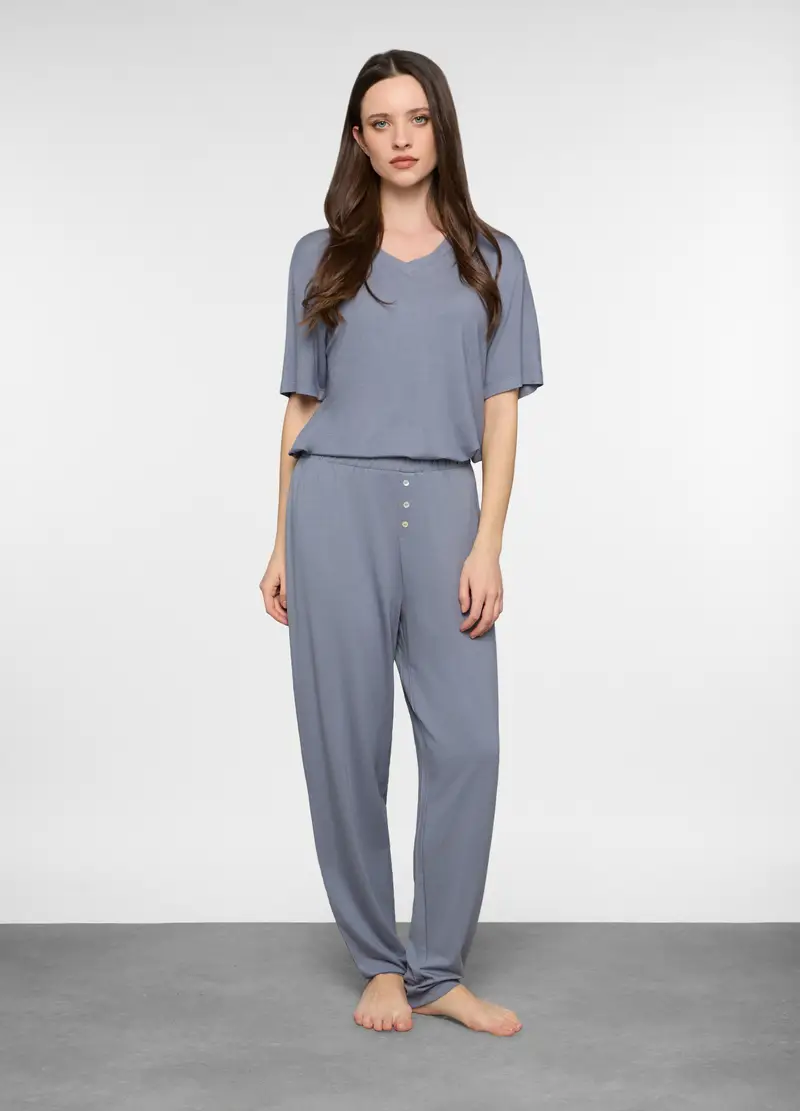 Pantaloni In Jersey Stretch Donna, Grigio chiaro