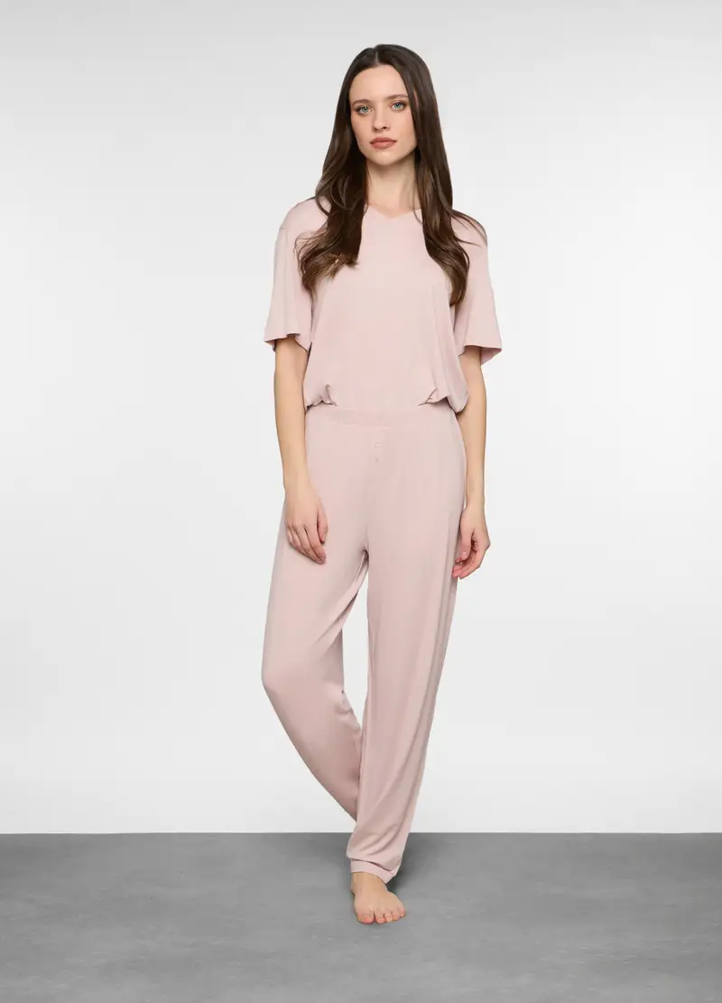 Pantaloni In Jersey Stretch Donna, Rosa chiaro