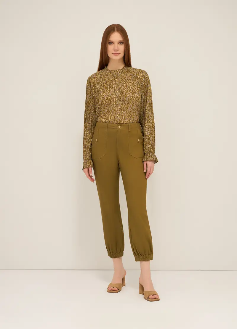 Upim, Pantaloni In Misto Cotone Stretch Donna, Verde oliva, Taglia: XS