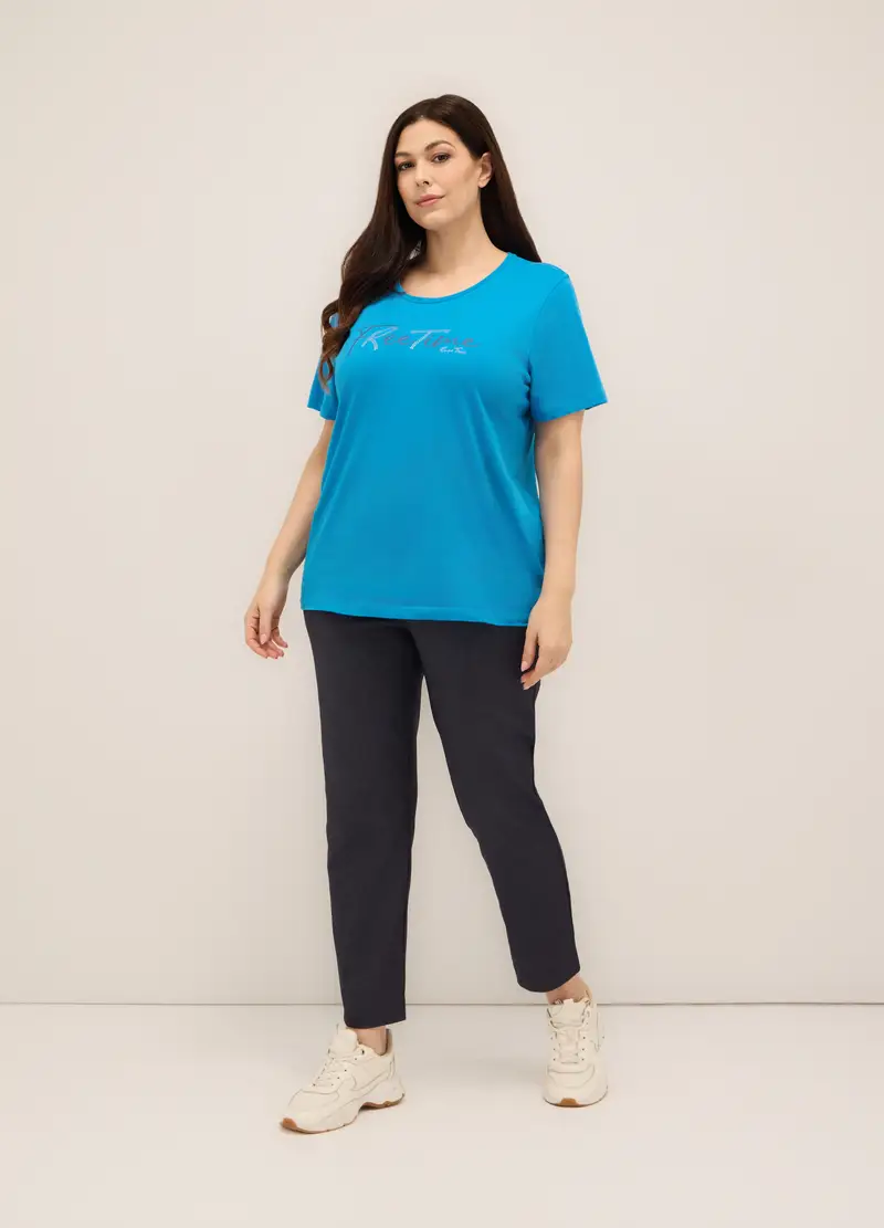 Upim, Pantaloni In Misto Viscosa Donna Curvy, Blu scuro, Taglia: S