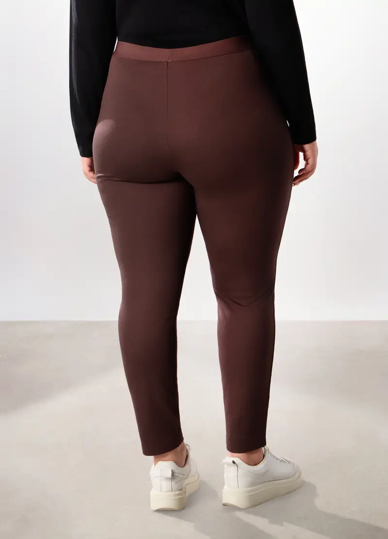 Pantaloni In Misto Viscosa Donna Curvy, Marrone cioccolato miniatura 2