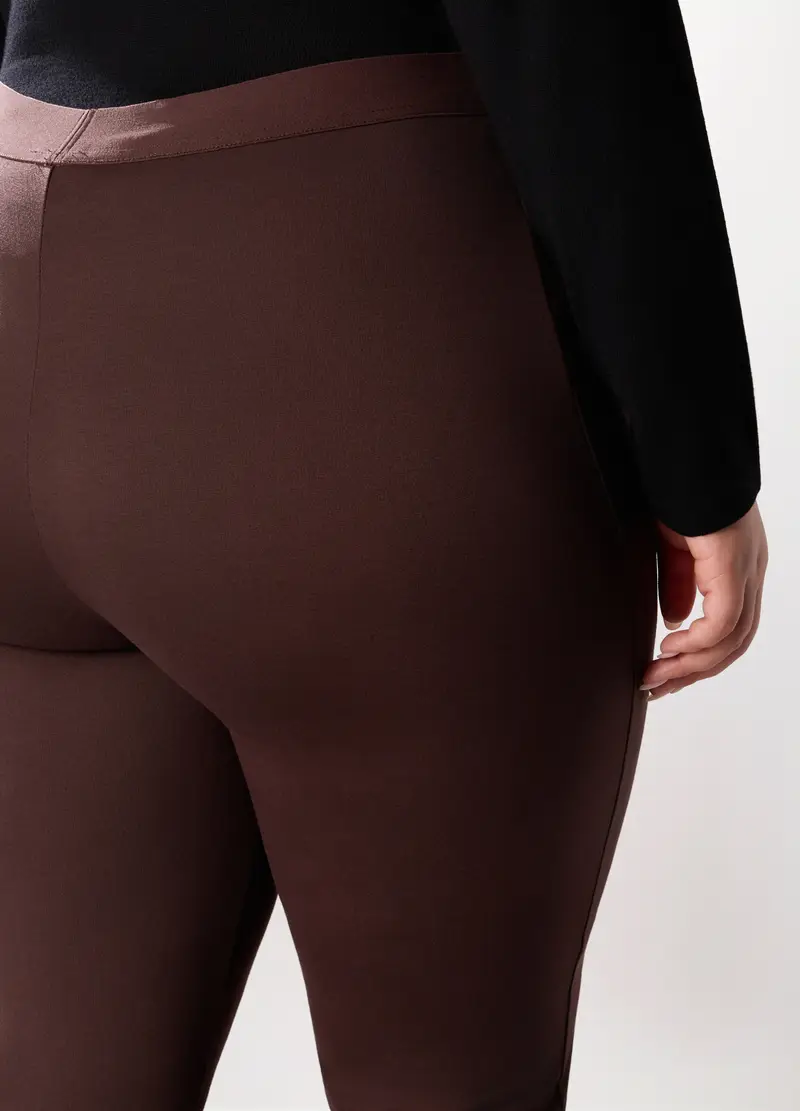 Pantaloni In Misto Viscosa Donna Curvy, Marrone cioccolato miniatura 3