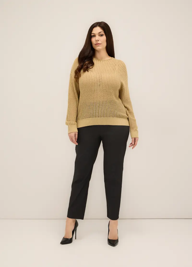 Upim, Pantaloni In Misto Viscosa Donna Curvy, Nero, Taglia: S