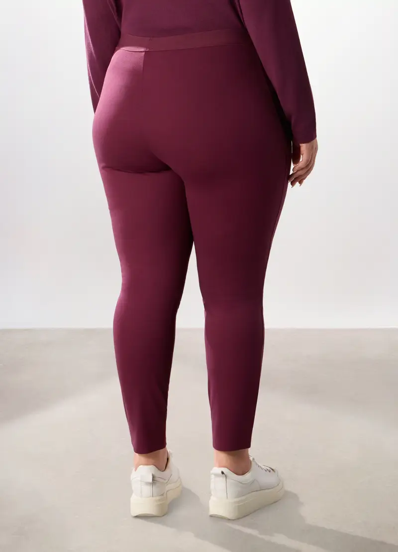Pantaloni In Misto Viscosa Donna Curvy, Rosso burgundy miniatura 2