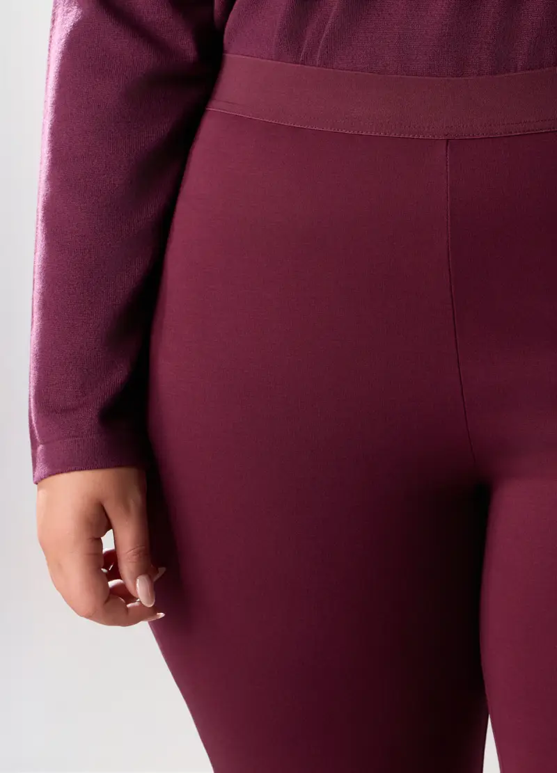 Pantaloni In Misto Viscosa Donna Curvy, Rosso burgundy miniatura 3