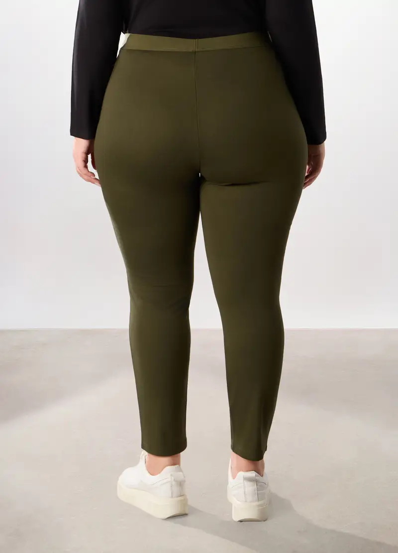 Pantaloni In Misto Viscosa Donna Curvy, Verde scuro miniatura 2