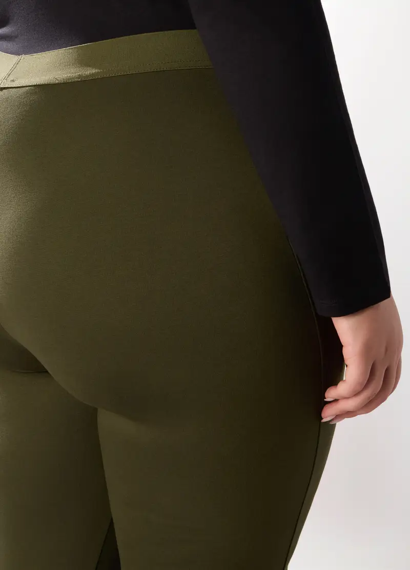 Pantaloni In Misto Viscosa Donna Curvy, Verde scuro miniatura 3
