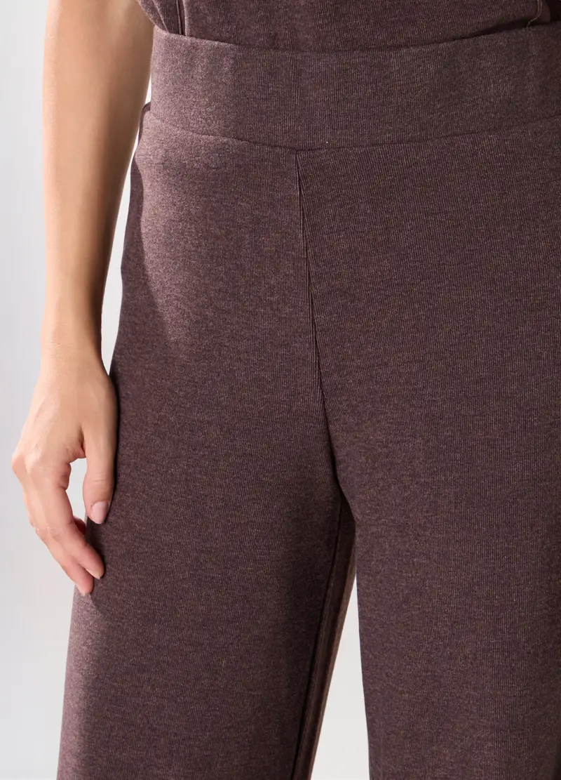 Pantaloni In Misto Viscosa Donna, Marrone cioccolato miniatura 3