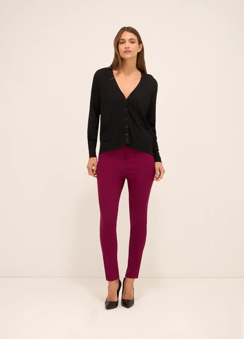 Pantaloni In Misto Viscosa Donna, Rosso fragola