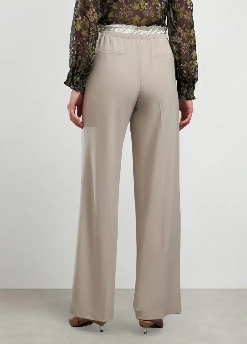 Pantaloni In Misto Viscosa Stretch Donna, Beige chiaro miniatura 2