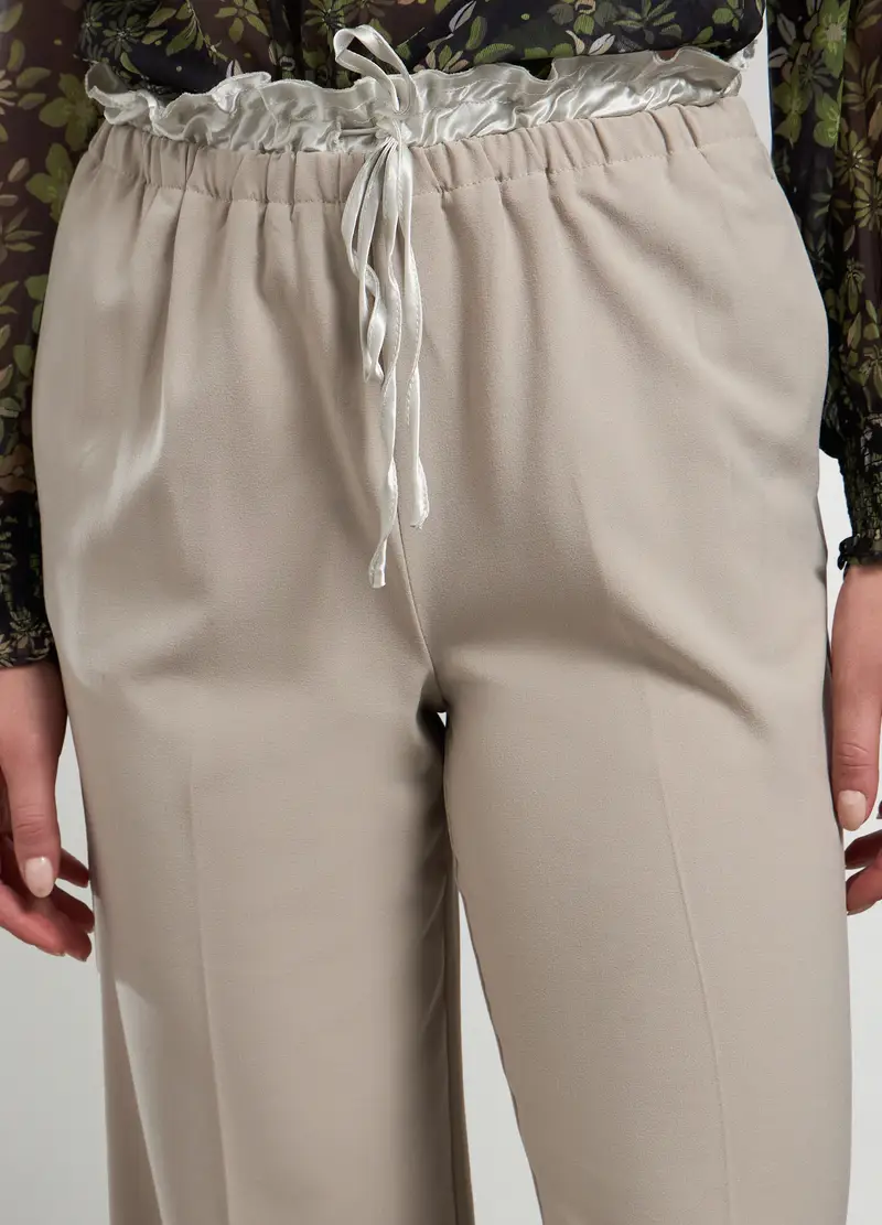 Pantaloni In Misto Viscosa Stretch Donna, Beige chiaro miniatura 3