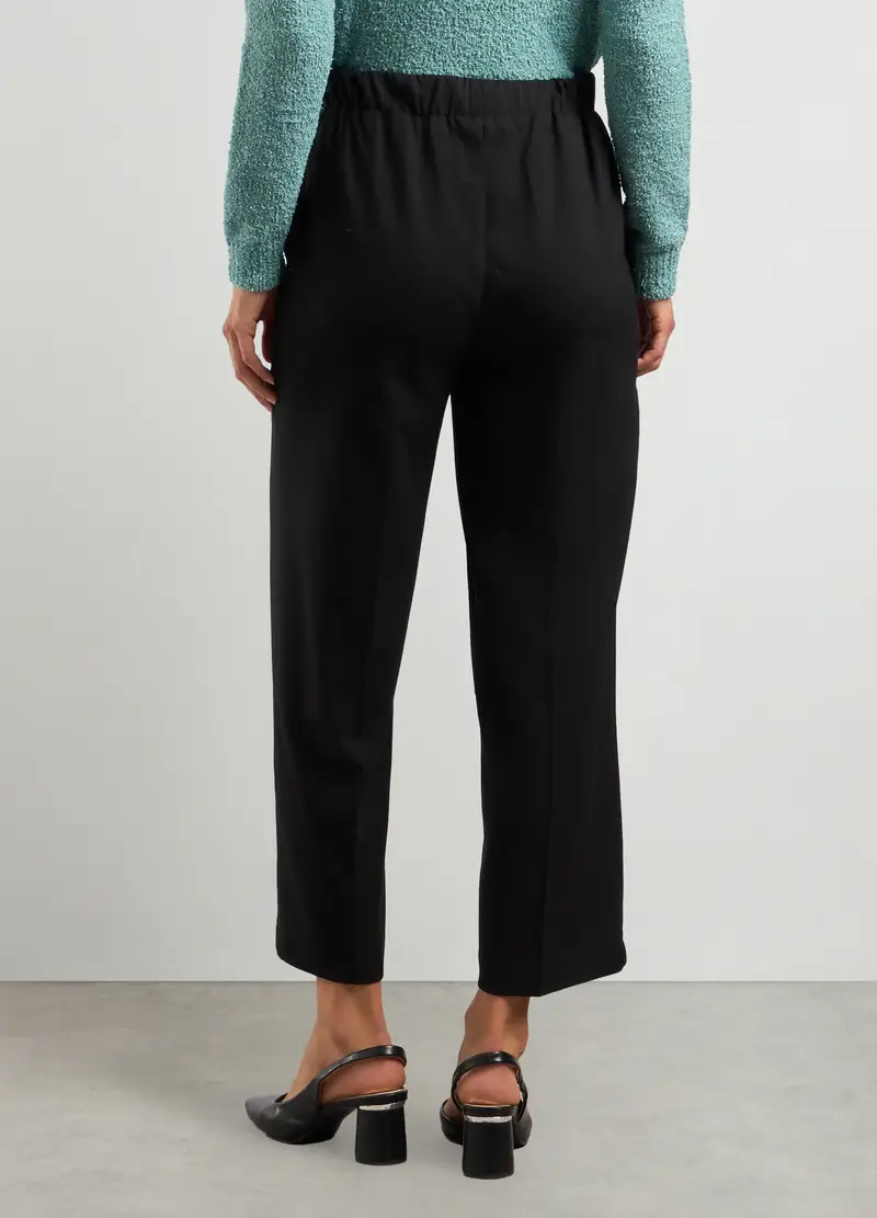 Pantaloni In Misto Viscosa Stretch Donna, Nero miniatura 2
