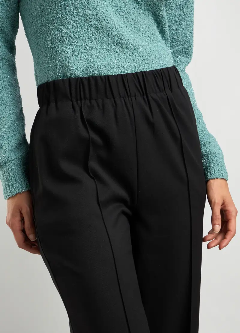 Pantaloni In Misto Viscosa Stretch Donna, Nero miniatura 3