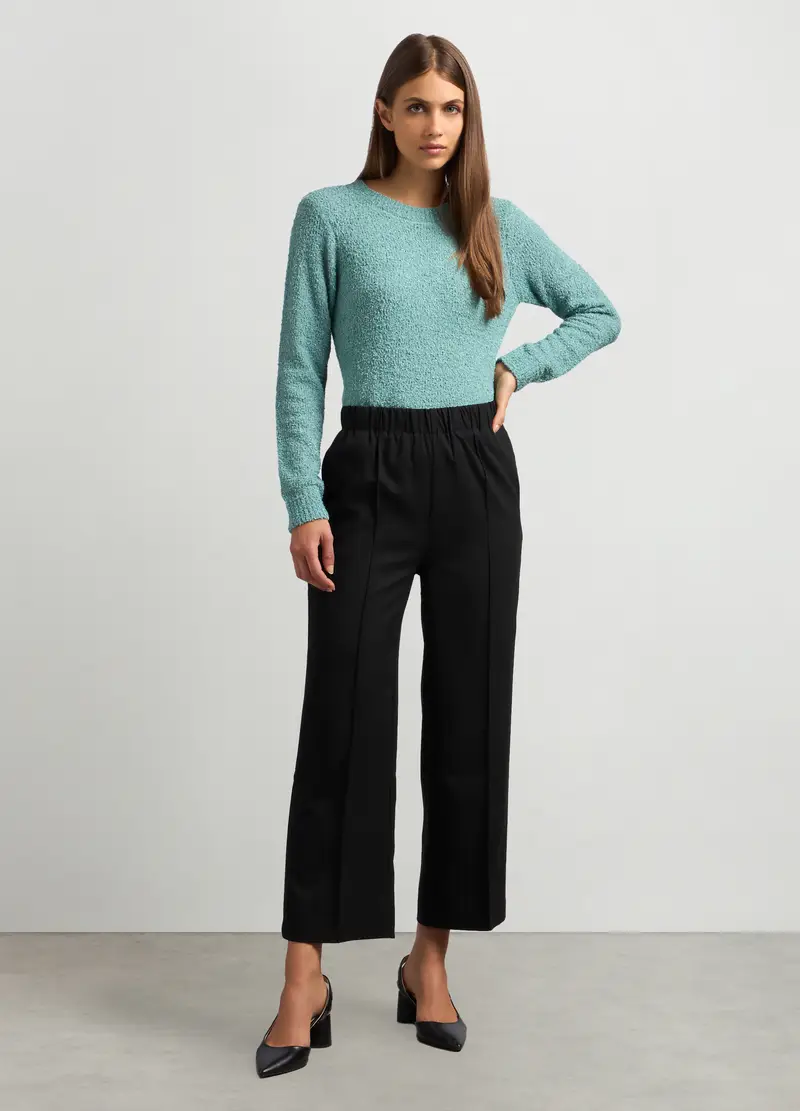 Pantaloni In Misto Viscosa Stretch Donna, Nero