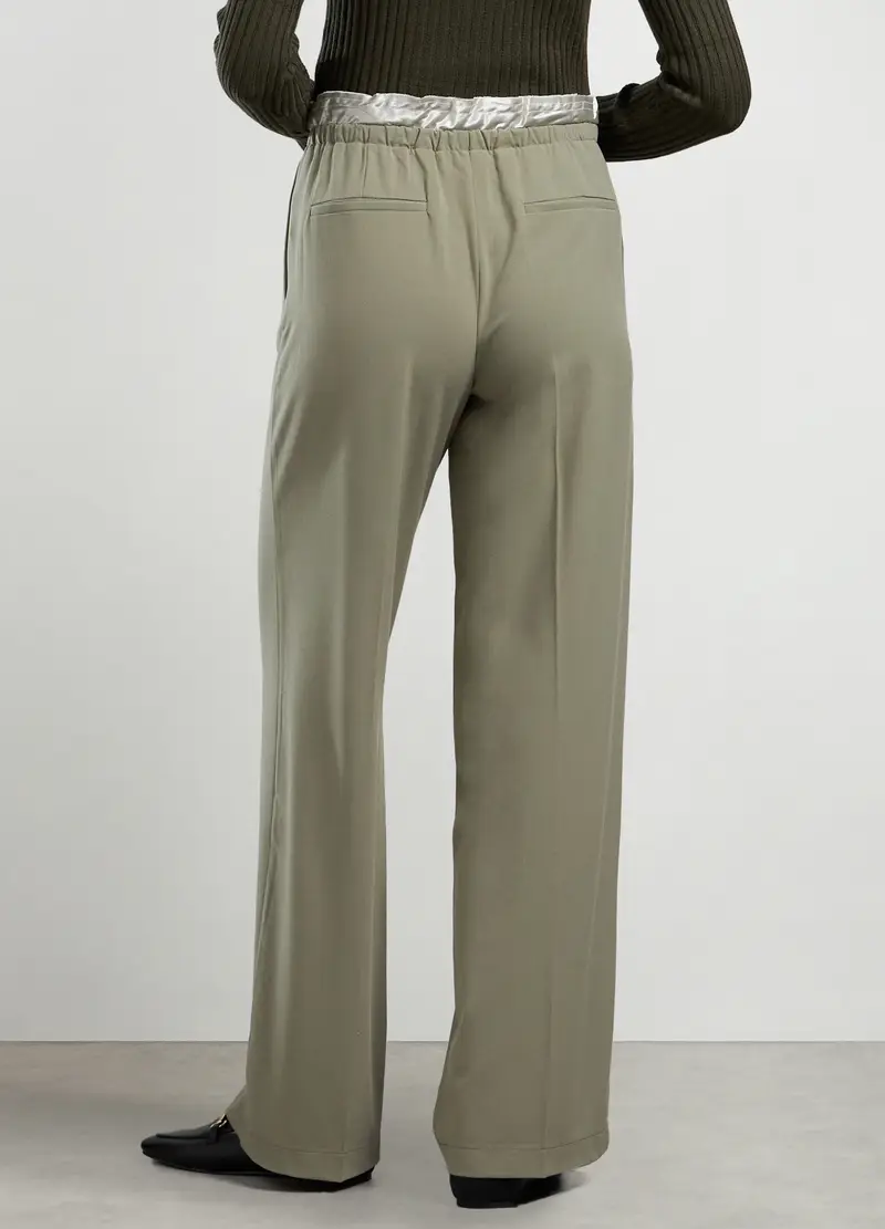 Pantaloni In Misto Viscosa Stretch Donna, Verde salvia miniatura 2