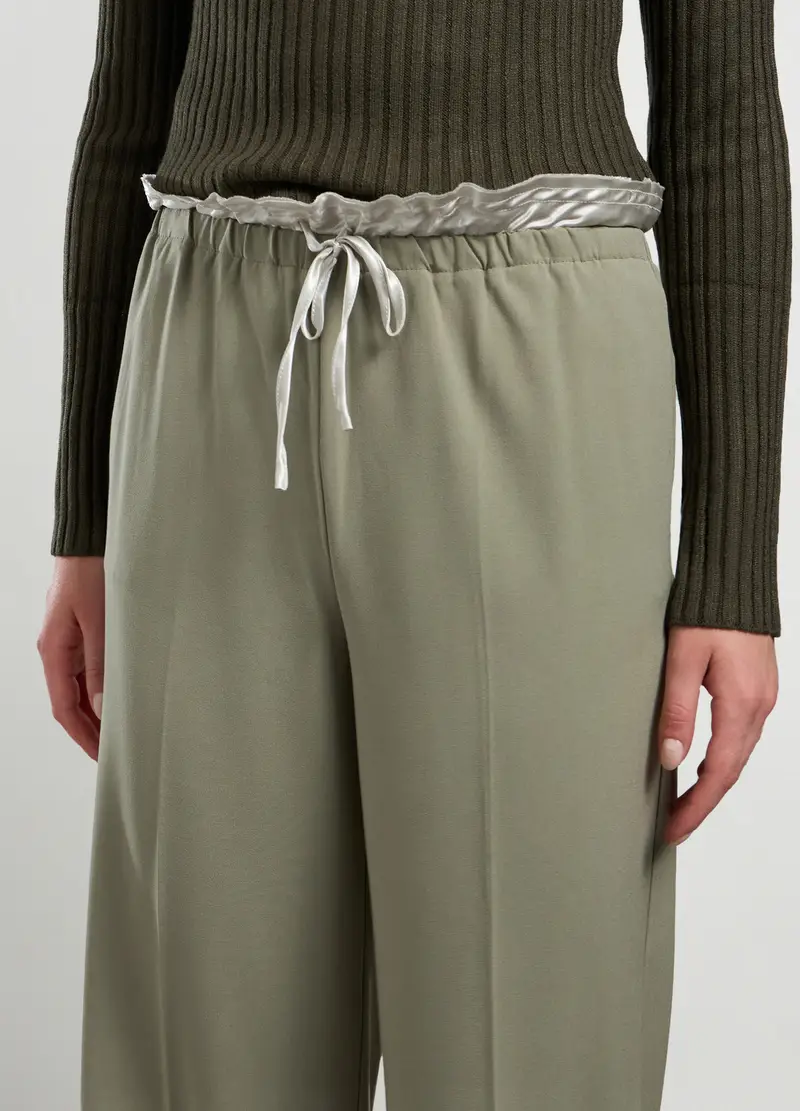 Pantaloni In Misto Viscosa Stretch Donna, Verde salvia miniatura 3