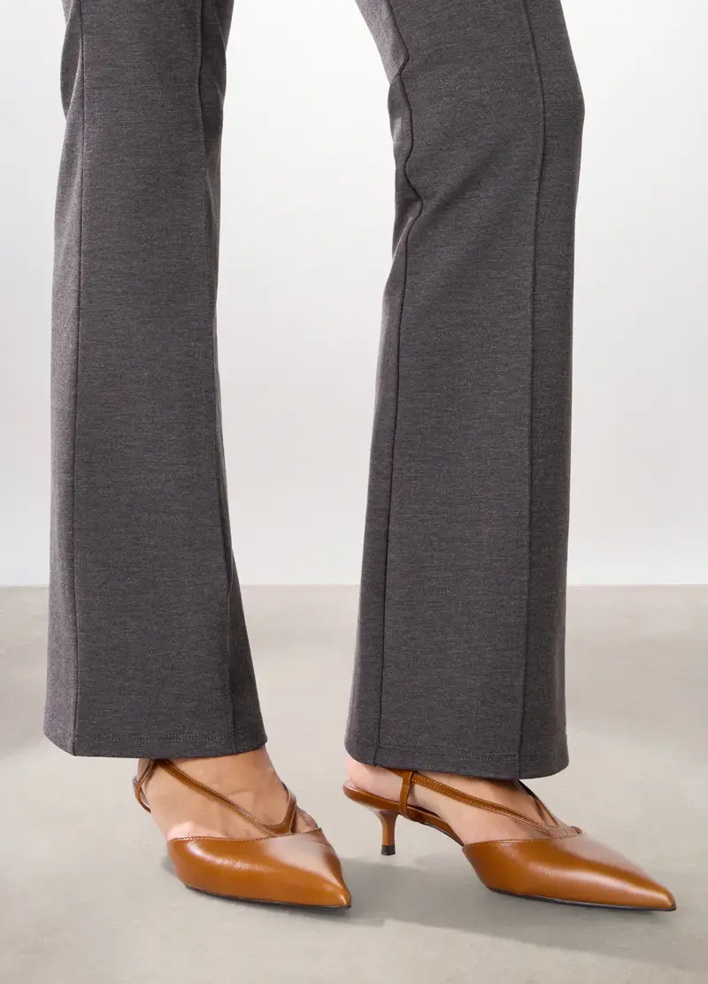 Pantaloni In Poli Viscosa Donna, Grigio chiaro melange miniatura 3