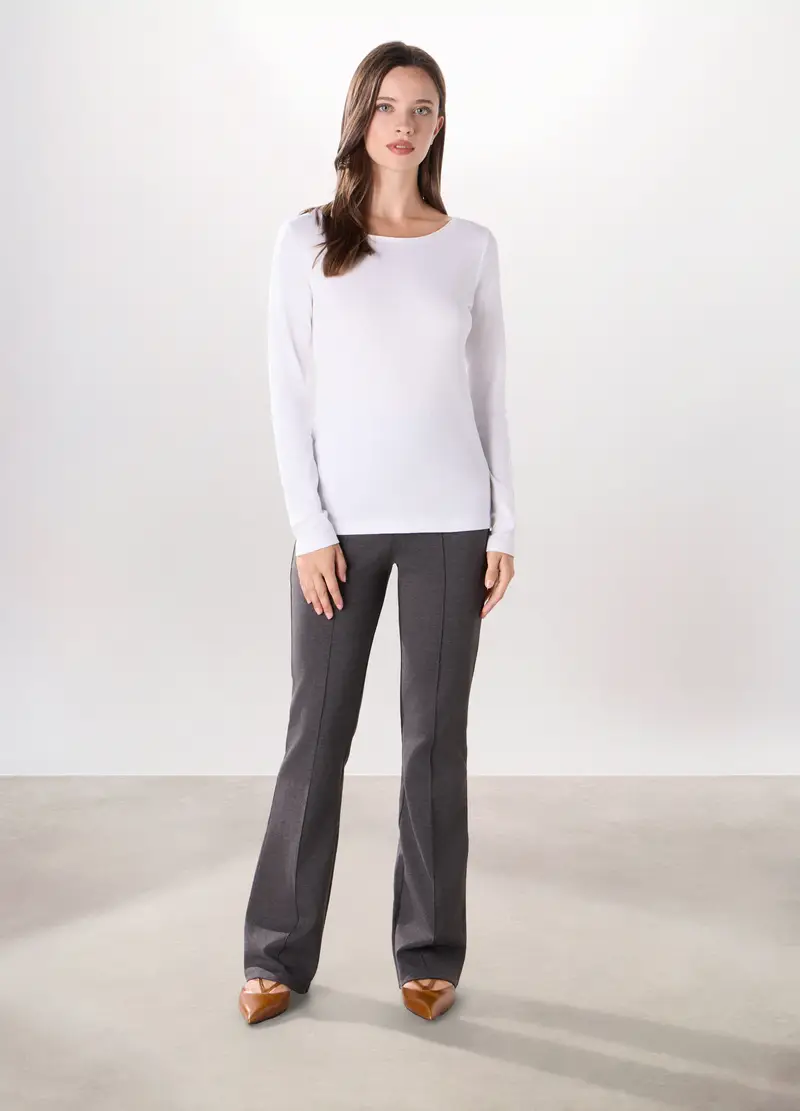 Pantaloni In Poli Viscosa Donna, Grigio chiaro melange