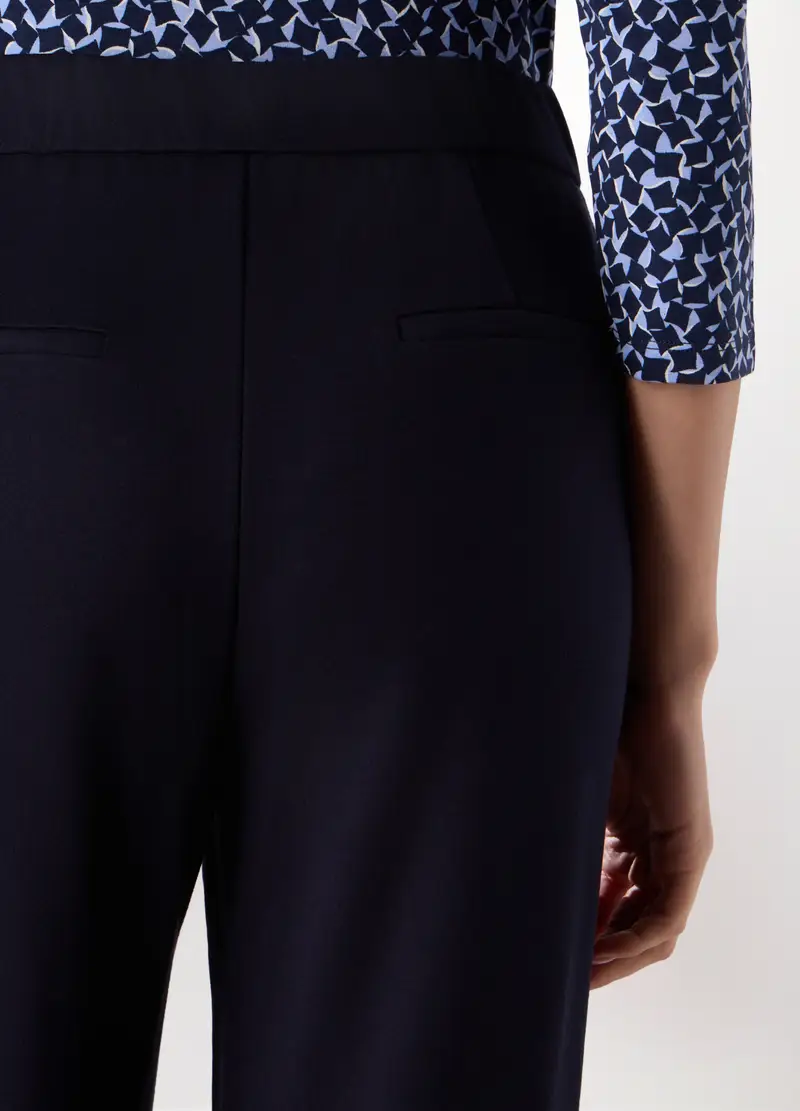 Pantaloni In Punto Milano Di Misto Viscosa Stretch Donna, Blu navy miniatura 3