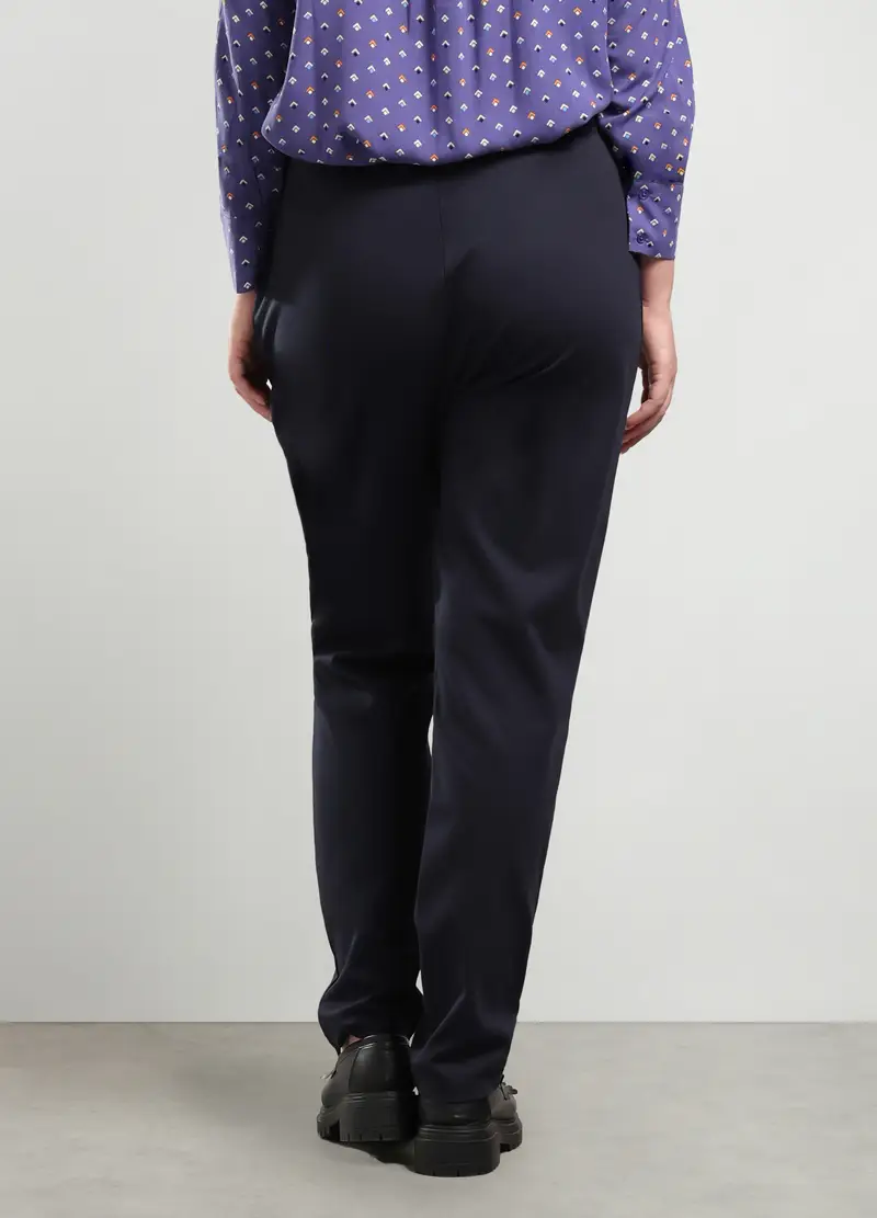 Pantaloni In Punto Milano Donna Curvy, Blu scuro miniatura 2