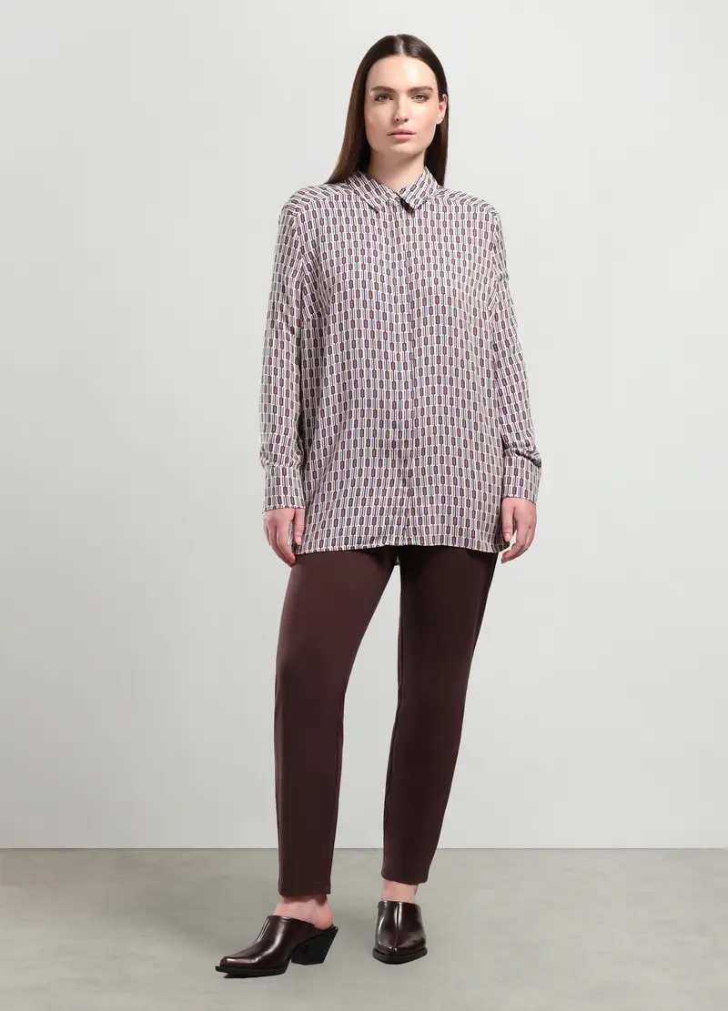 Pantaloni In Punto Milano Donna Curvy, Rosso scuro