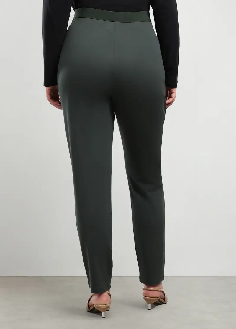 Pantaloni In Punto Milano Donna Curvy, Verde foglia miniatura 2