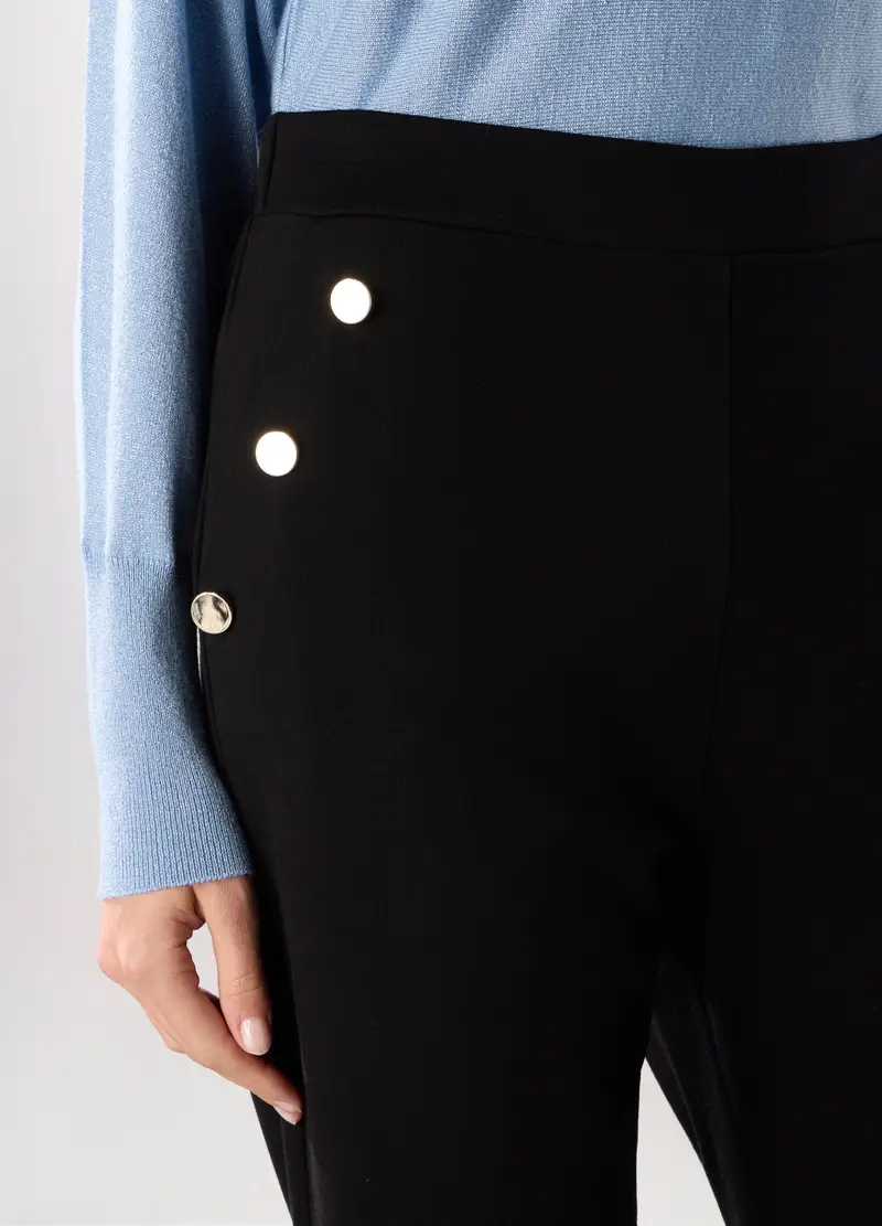 Pantaloni In Punto Milano Donna, Nero miniatura 3