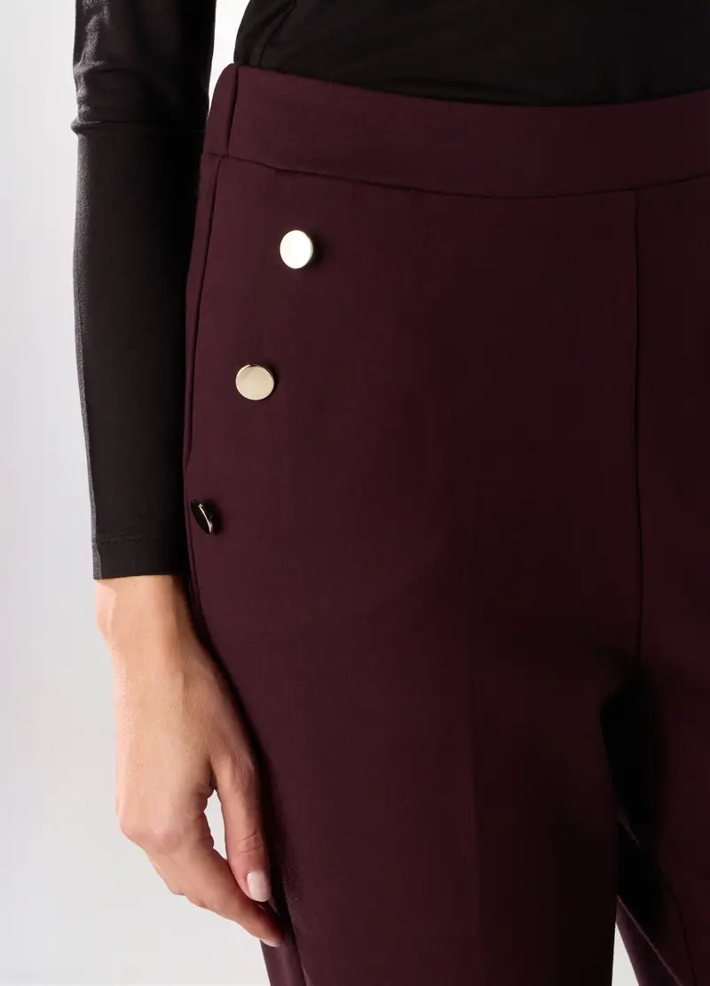 Pantaloni In Punto Milano Donna, Rosso scuro miniatura 3