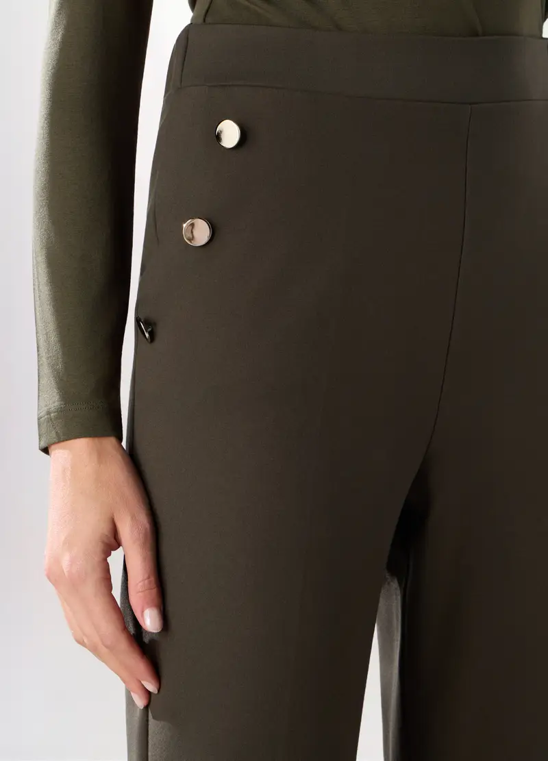 Pantaloni In Punto Milano Donna, Verde oliva miniatura 3