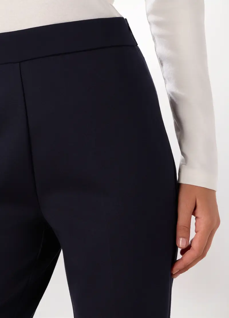 Pantaloni In Punto Milano Misto Viscosa Donna, Blu navy miniatura 3