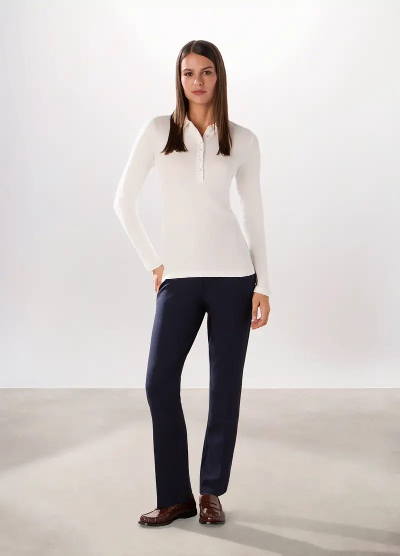 Pantaloni In Punto Milano Misto Viscosa Donna, Blu navy