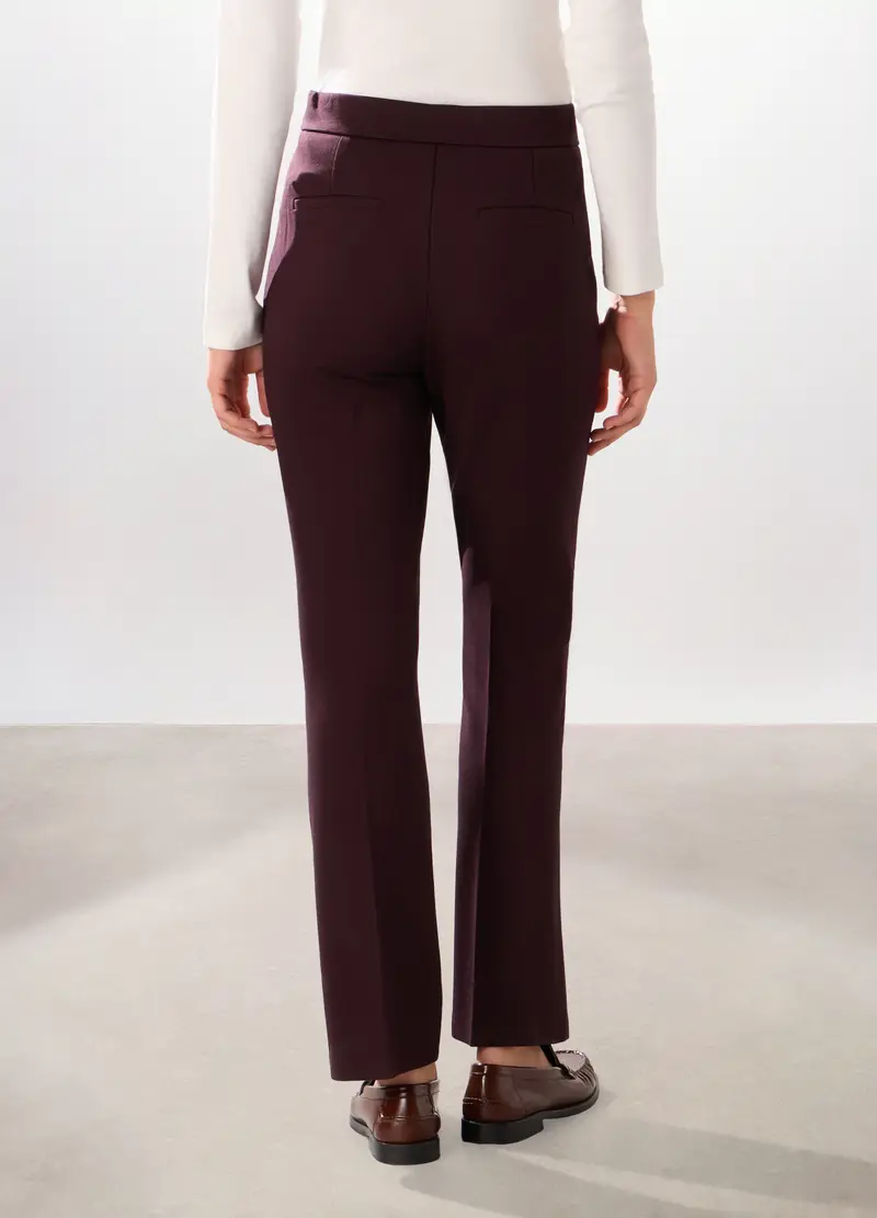 Pantaloni In Punto Milano Misto Viscosa Donna, Rosso bordeaux miniatura 2