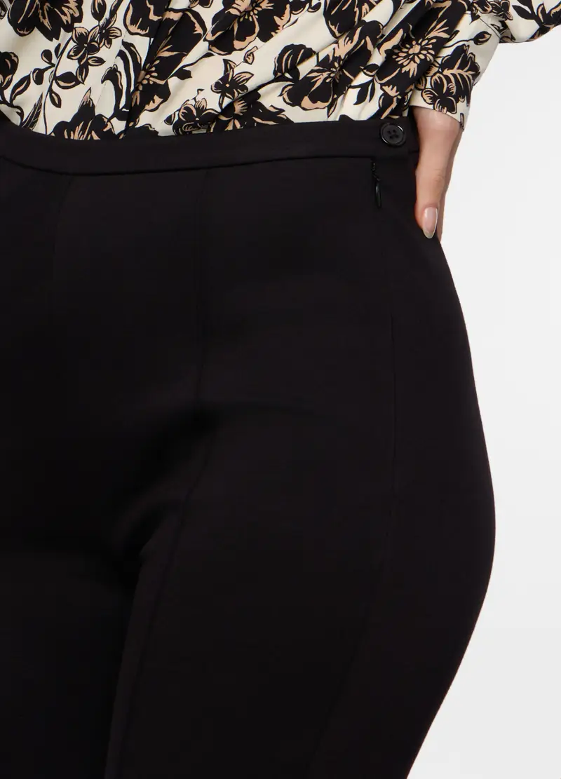 Pantaloni In Punto Milano Stretch Donna, Nero miniatura 3