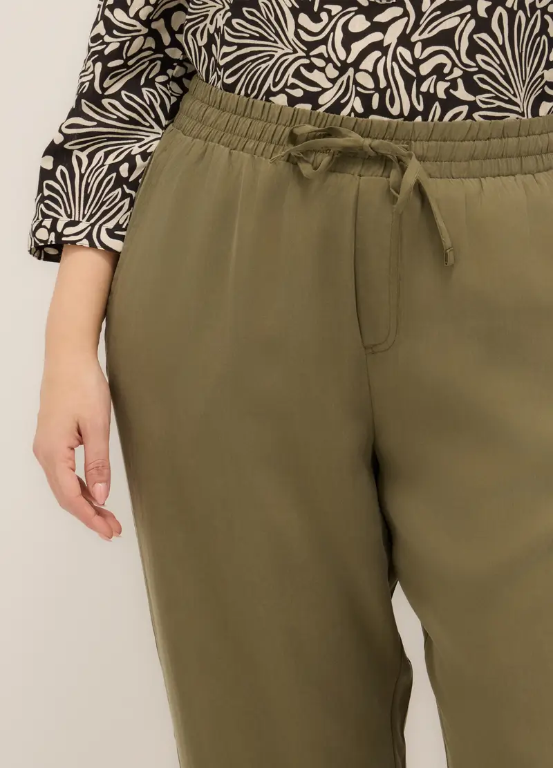 Upim, Pantaloni In Pura Lyocell Donna Curvy, Verde oliva, Taglia: S miniatura 2