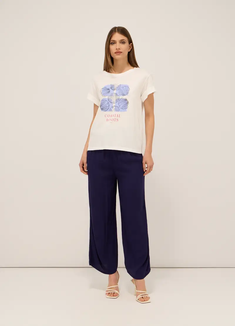 Upim, Pantaloni In Pura Viscosa Creponne Donna, Blu navy, Taglia: S