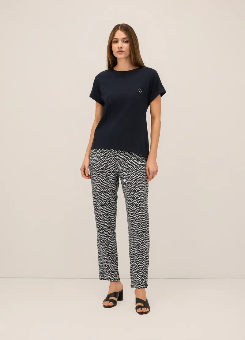 Pantaloni In Pura Viscosa Donna, Blu navy
