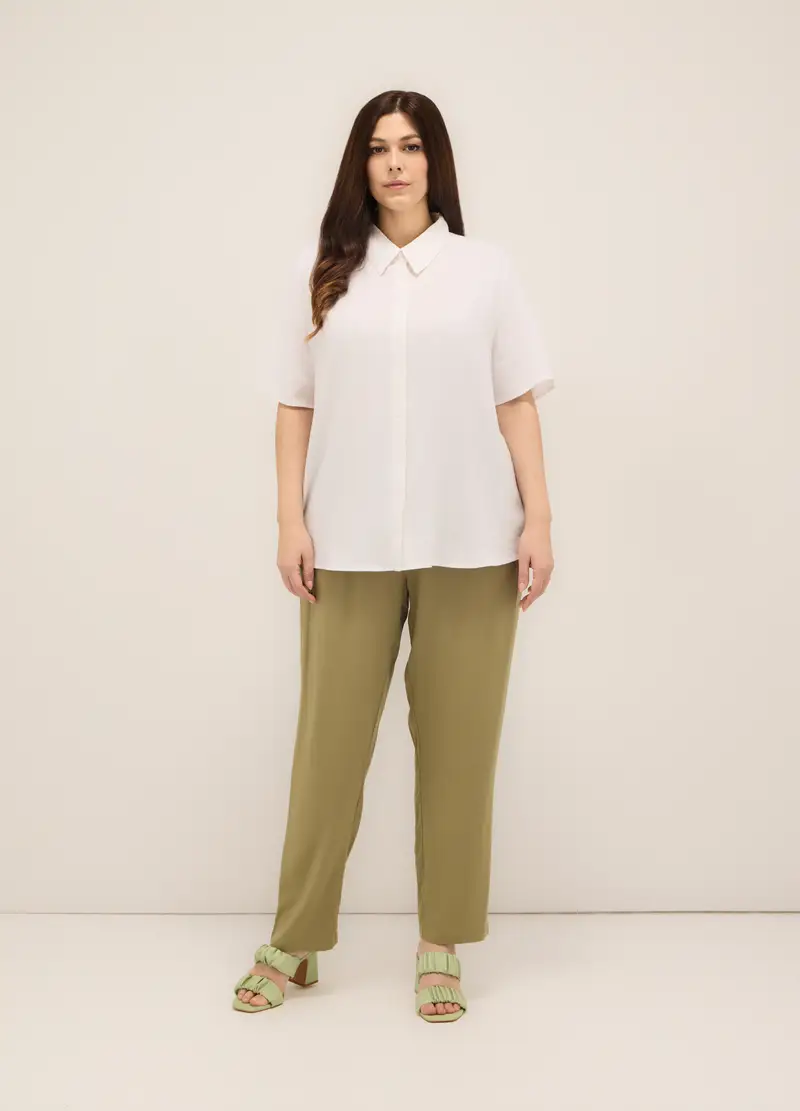 Upim, Pantaloni In Pura Viscosa Donna Curvy, Verde salvia, Taglia: S