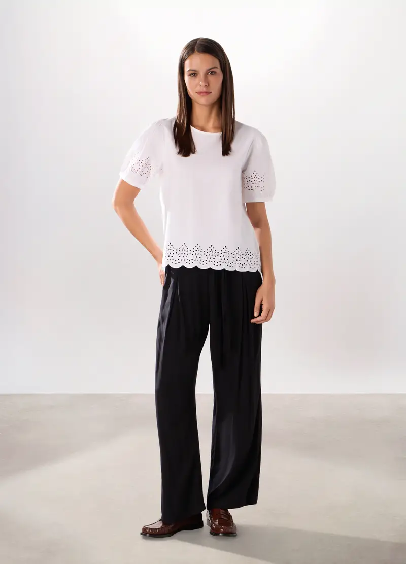 Pantaloni In Pura Viscosa Donna, Nero