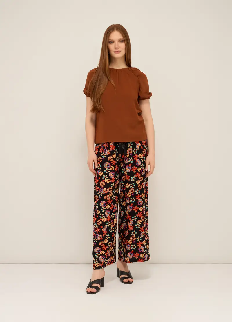 Upim, Pantaloni In Pura Viscosa Donna, Nero stampa 1, Taglia: S