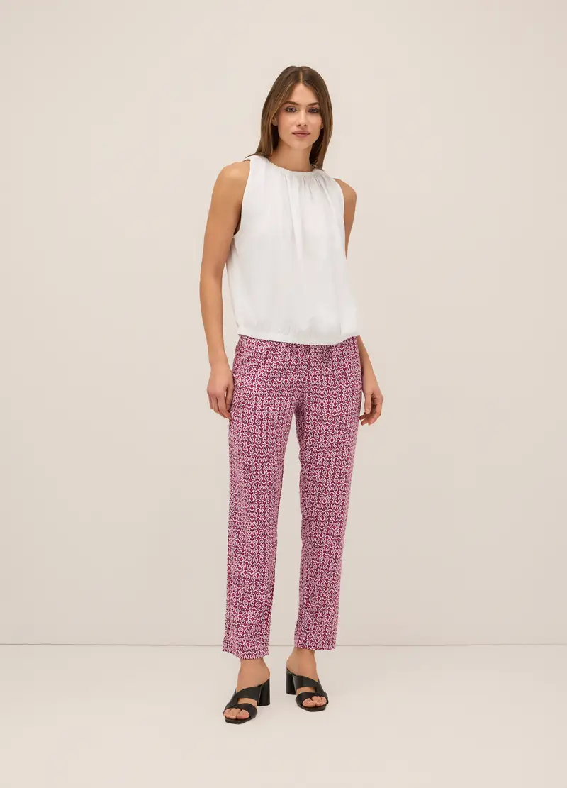 Pantaloni In Pura Viscosa Donna, Rosa ciclamino